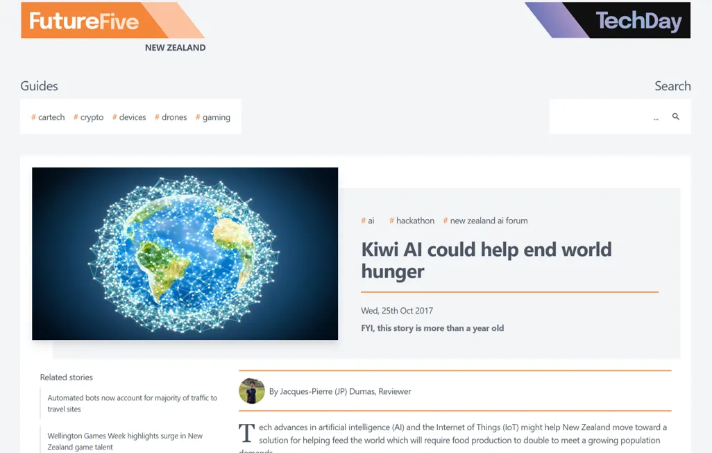 FutureFive article on AI for world hunger