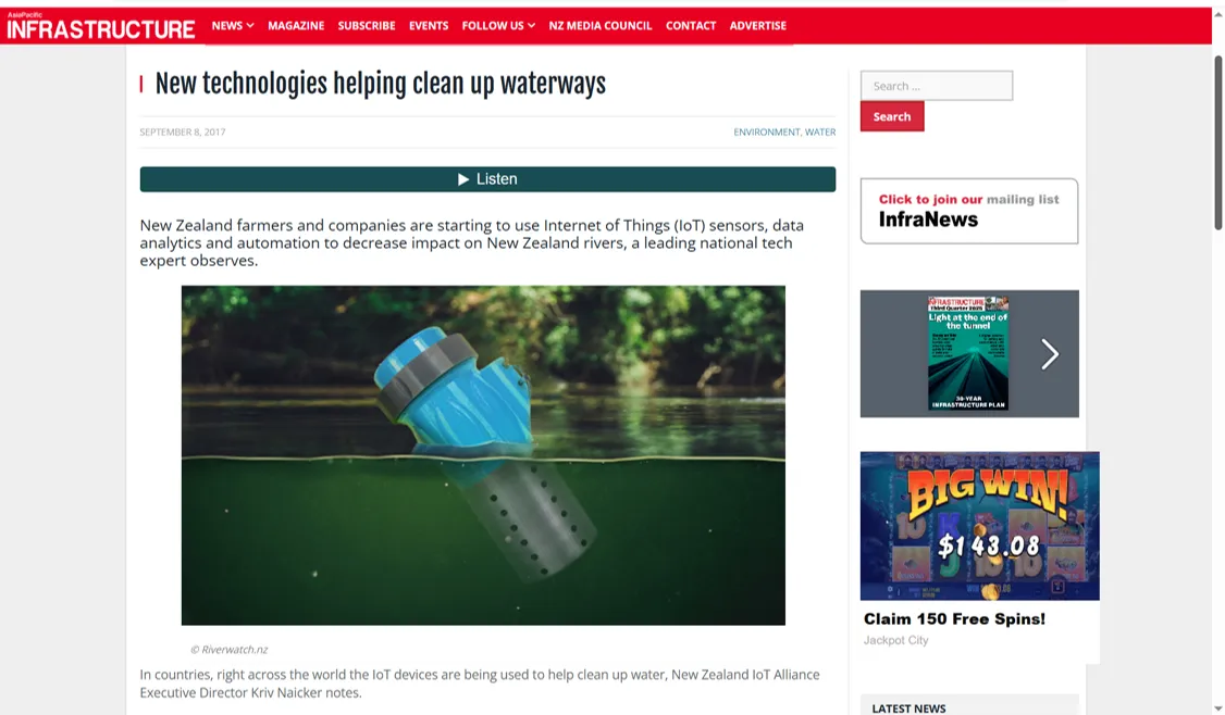 Infrastructure News article on clean waterways
